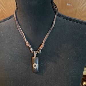 NEW LISTING Wood & metal necklace